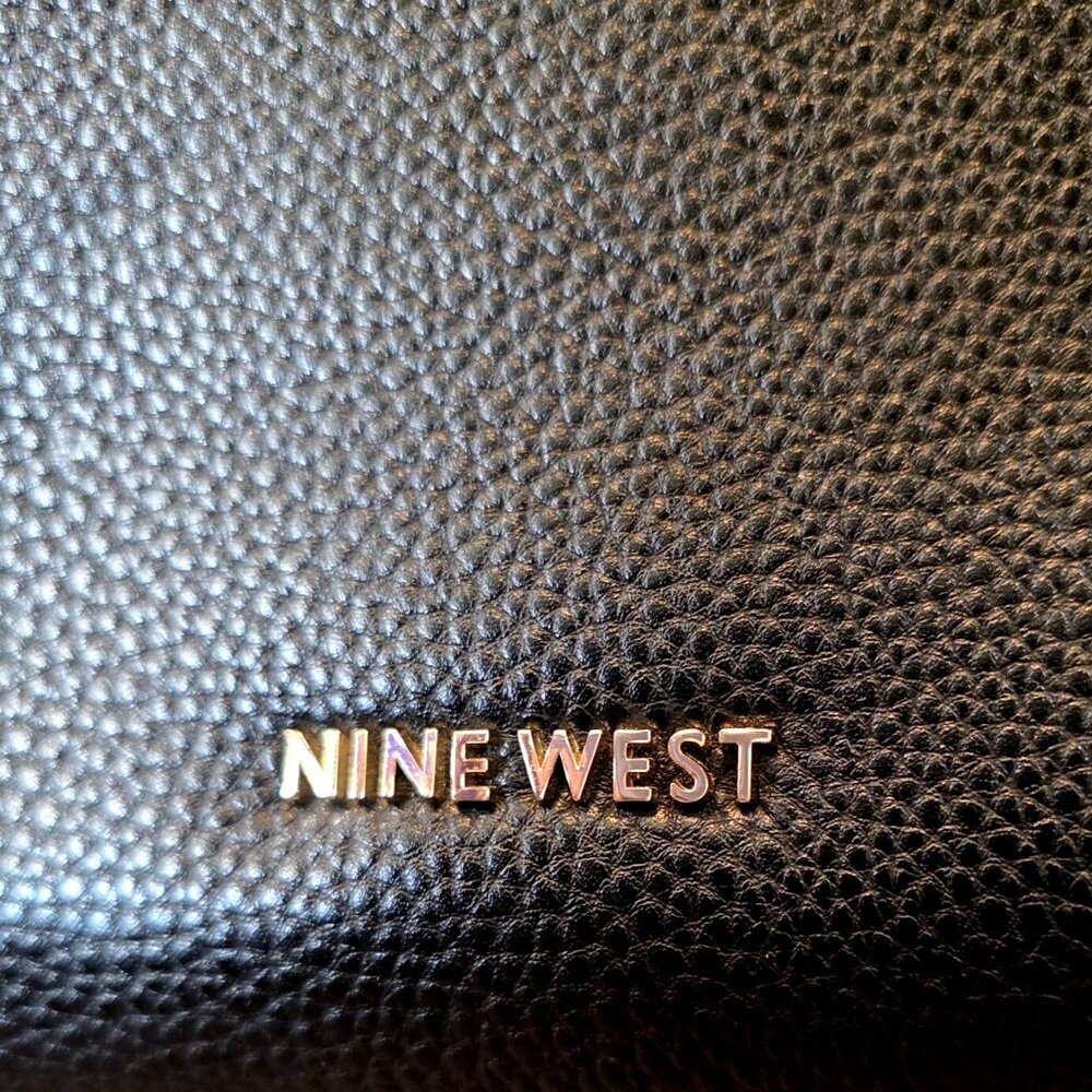 Nine West Elara Black Pebbled Faux Leather Small Satchel Crossbody Bag - Picture 4 of 12